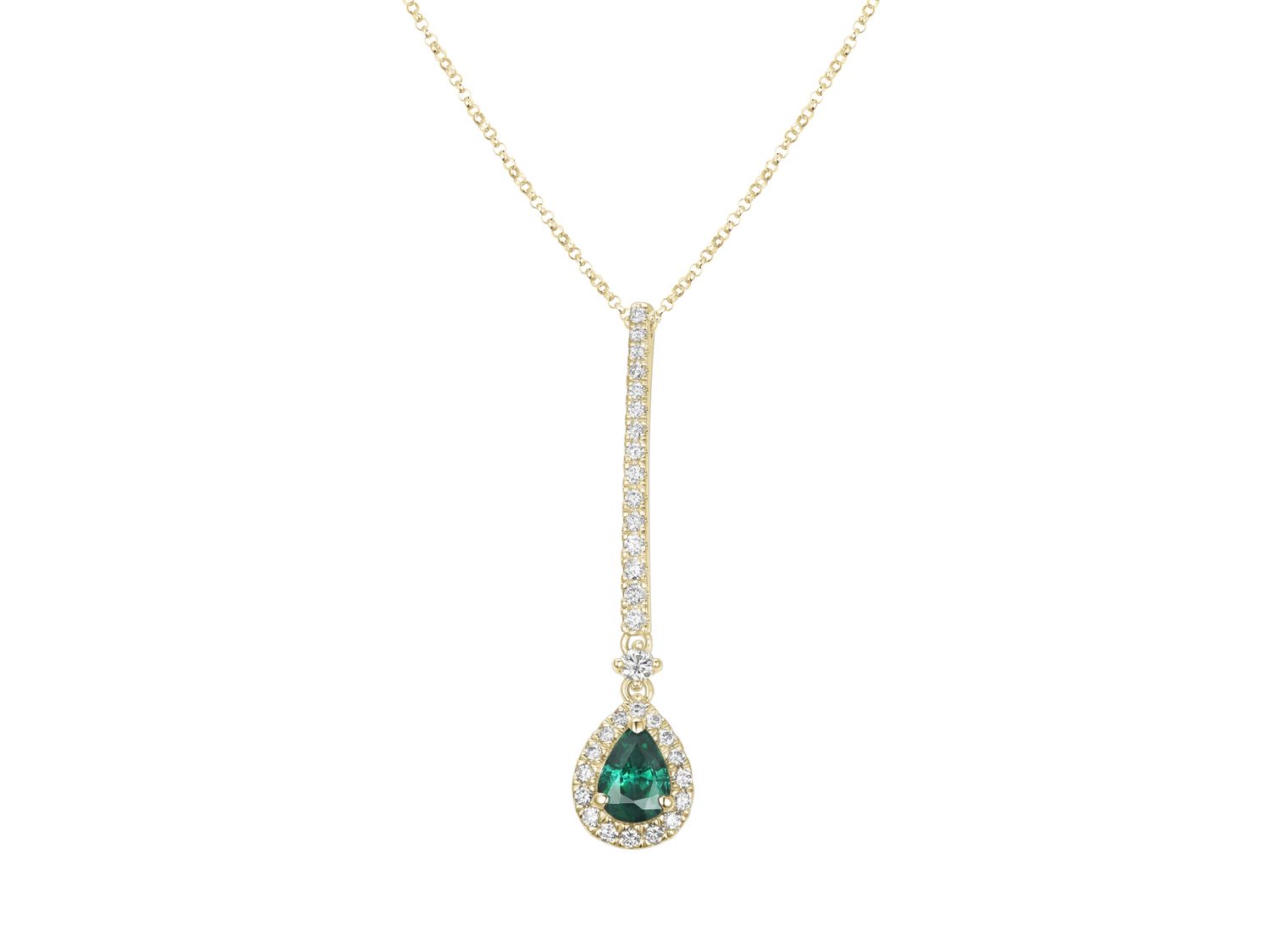 18KY EMER DIA NECKLACE