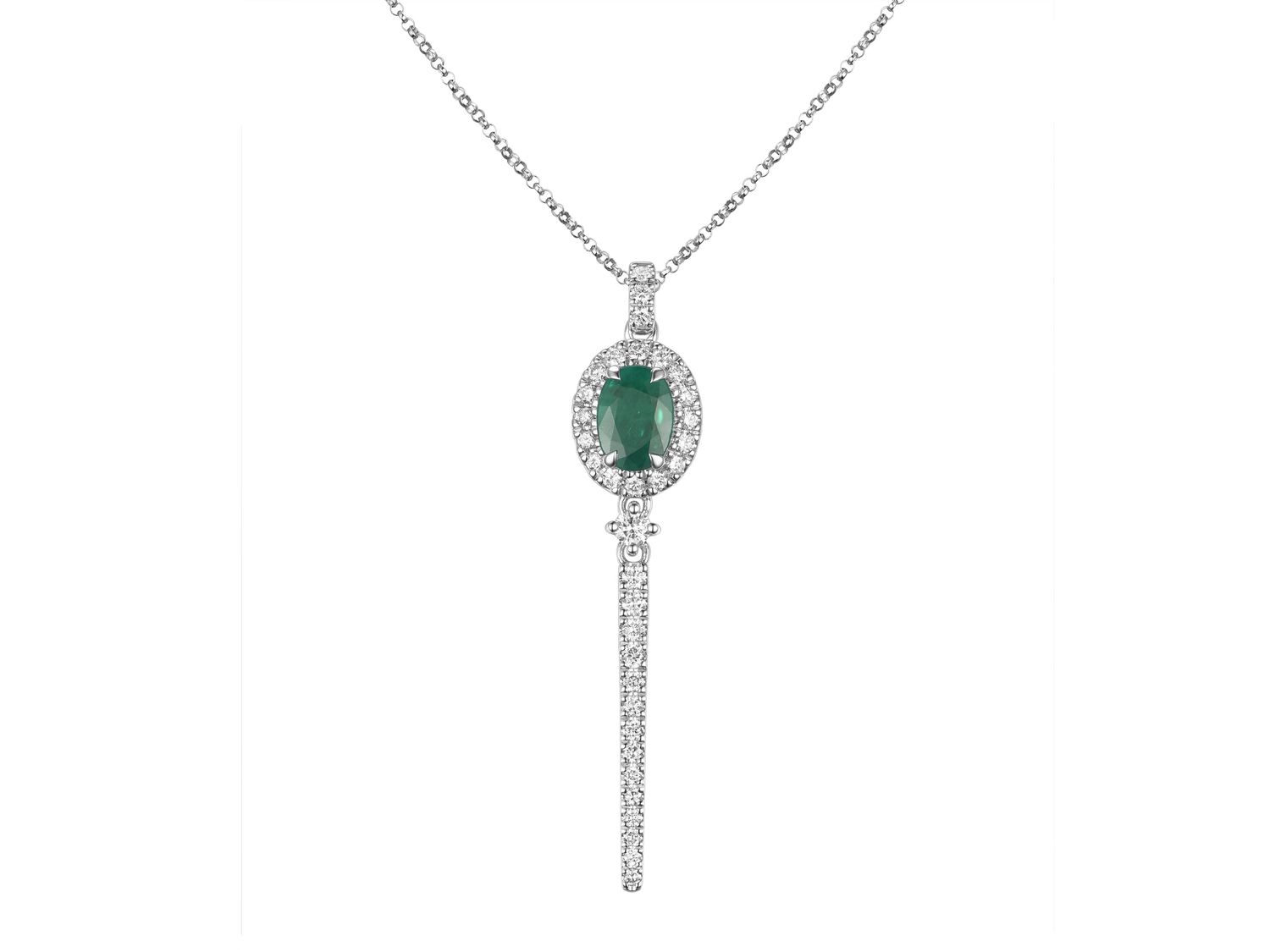 18KW EMER DIA NECKLACE