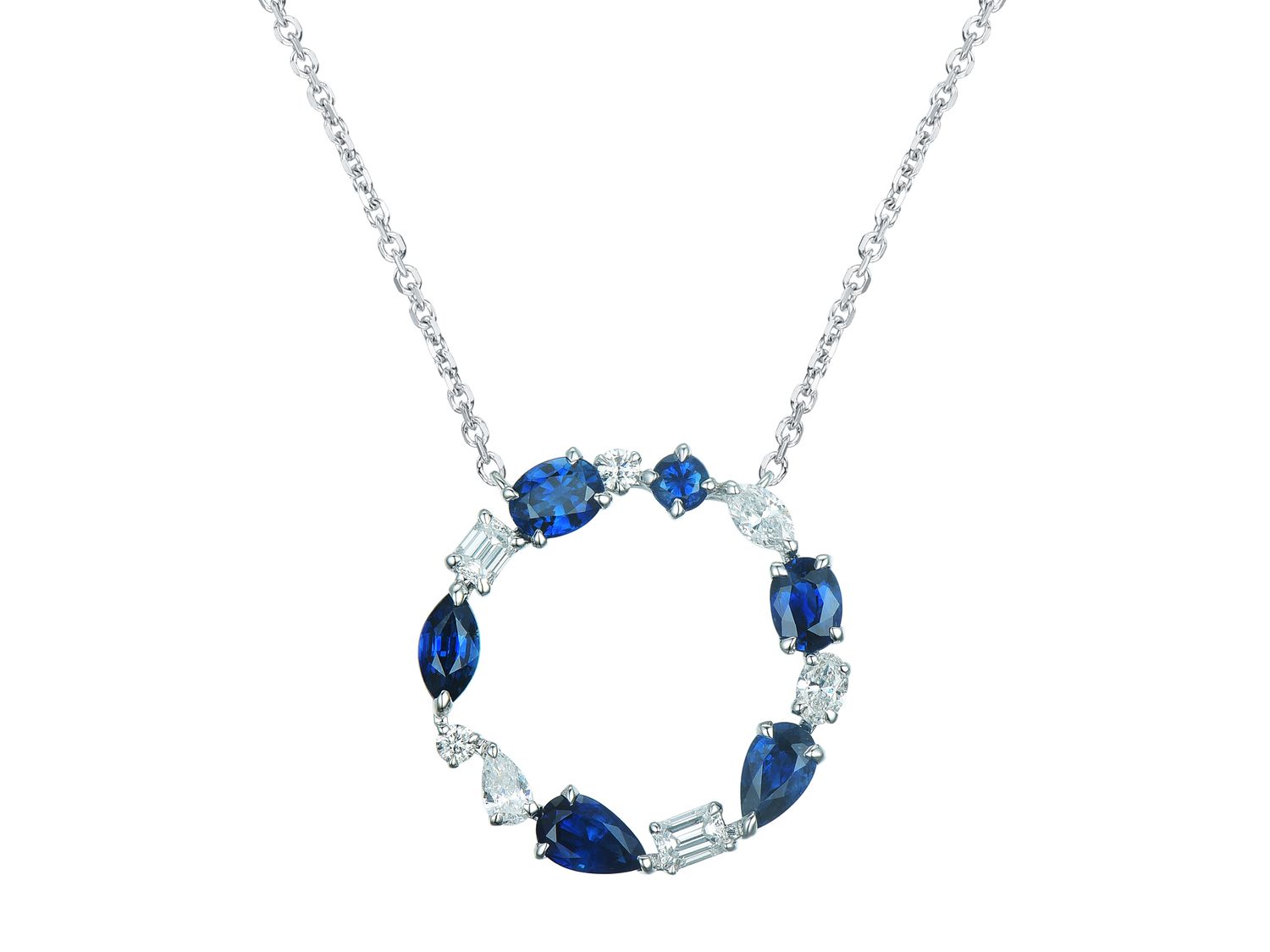18KW SAPP DIA NECKLACE