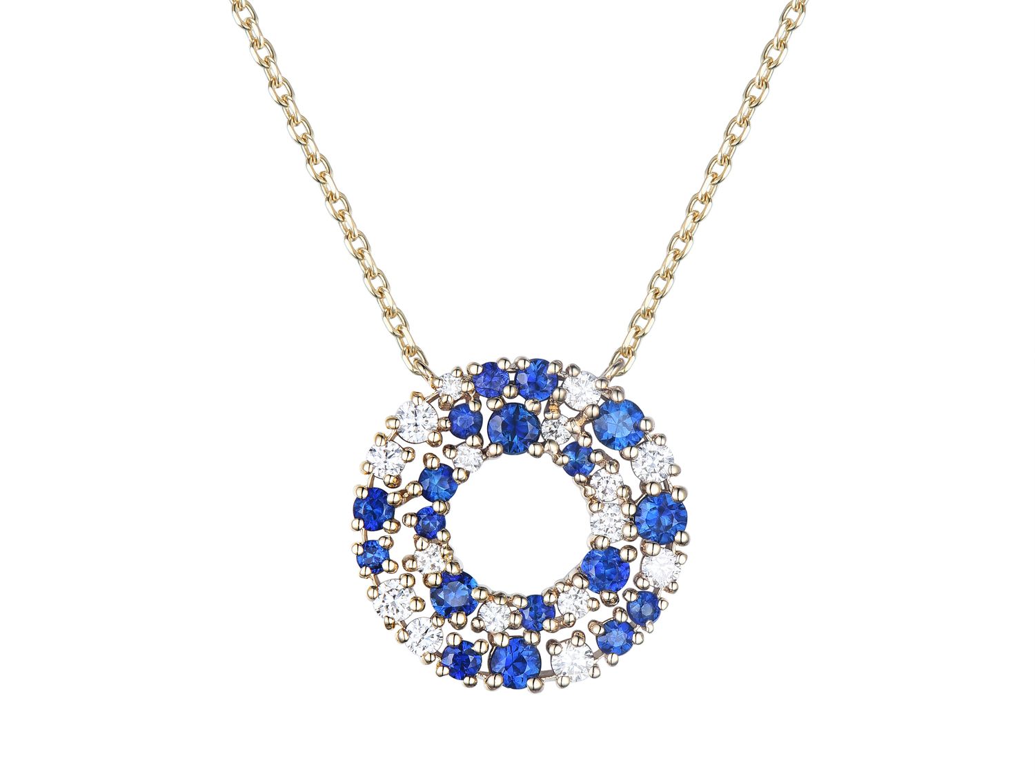 18KY SAPP DIA NECKLACE