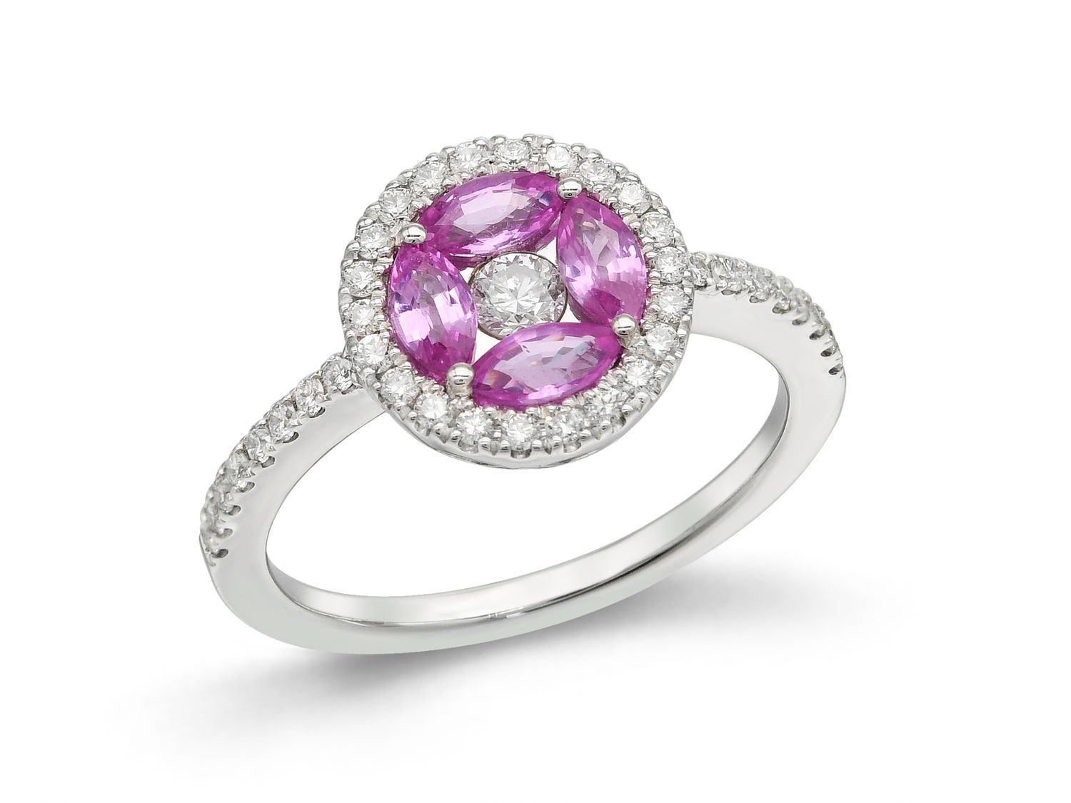 18KW PINK SAPP DIA RING