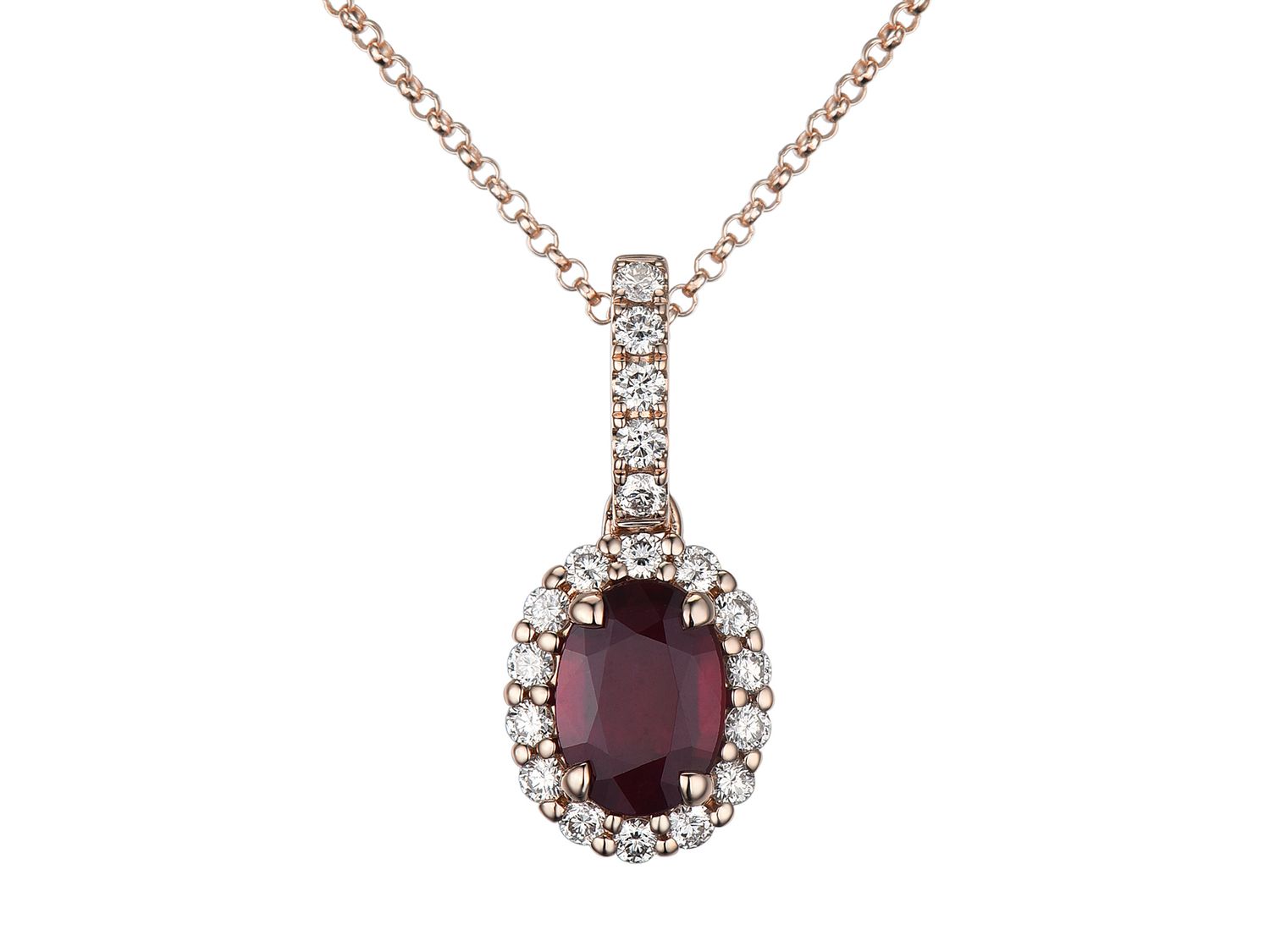 18KP RUBY DIA PENDANT(WITH CHAIN)