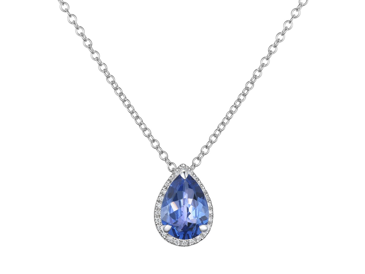 14KW TANZANITE  DIA PENDANT(WITH CHAIN)