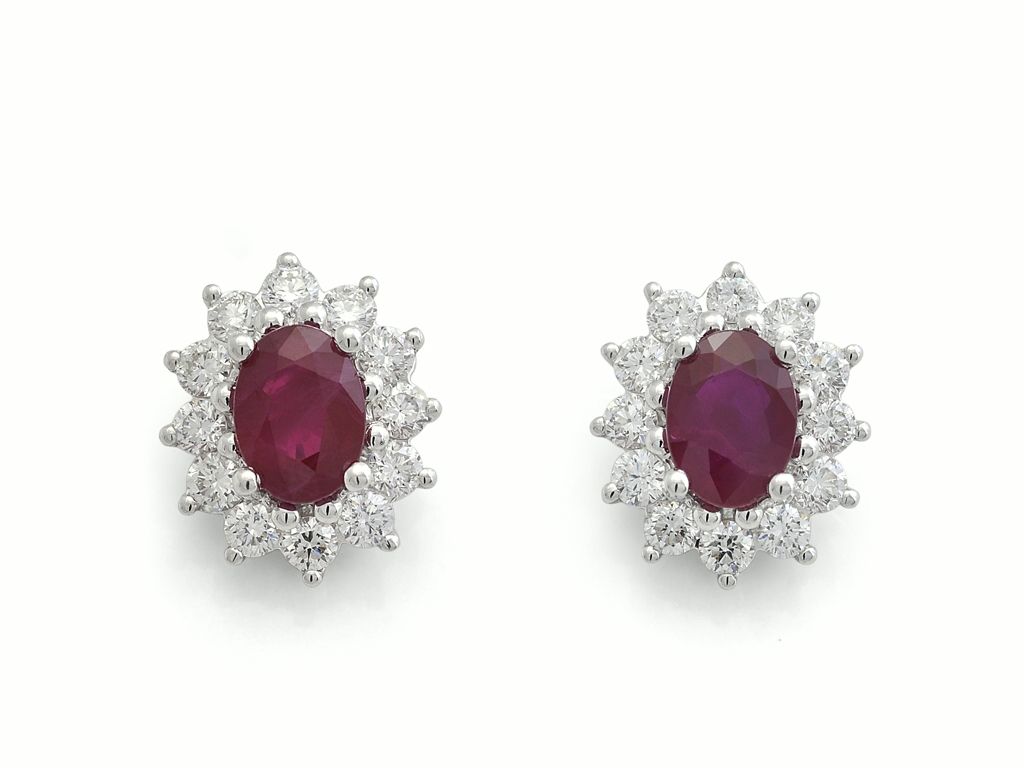 14KW RUBY DIA EARRING