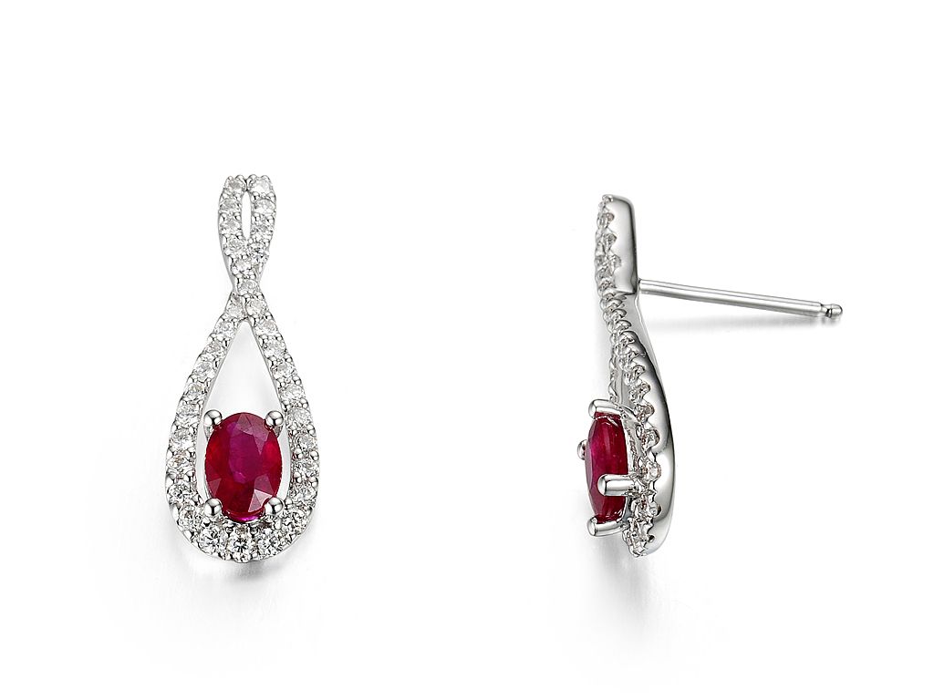 14KW RUBY DIA EARRING