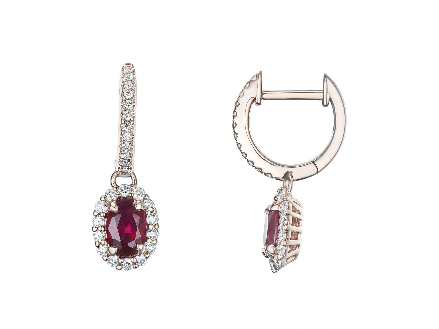 18KP RUBY DIA EARRING