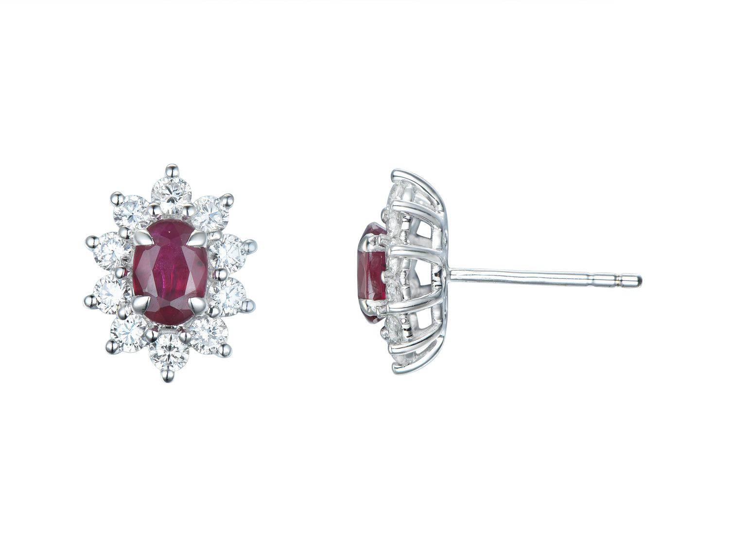 18KW RUBY DIA EARRING