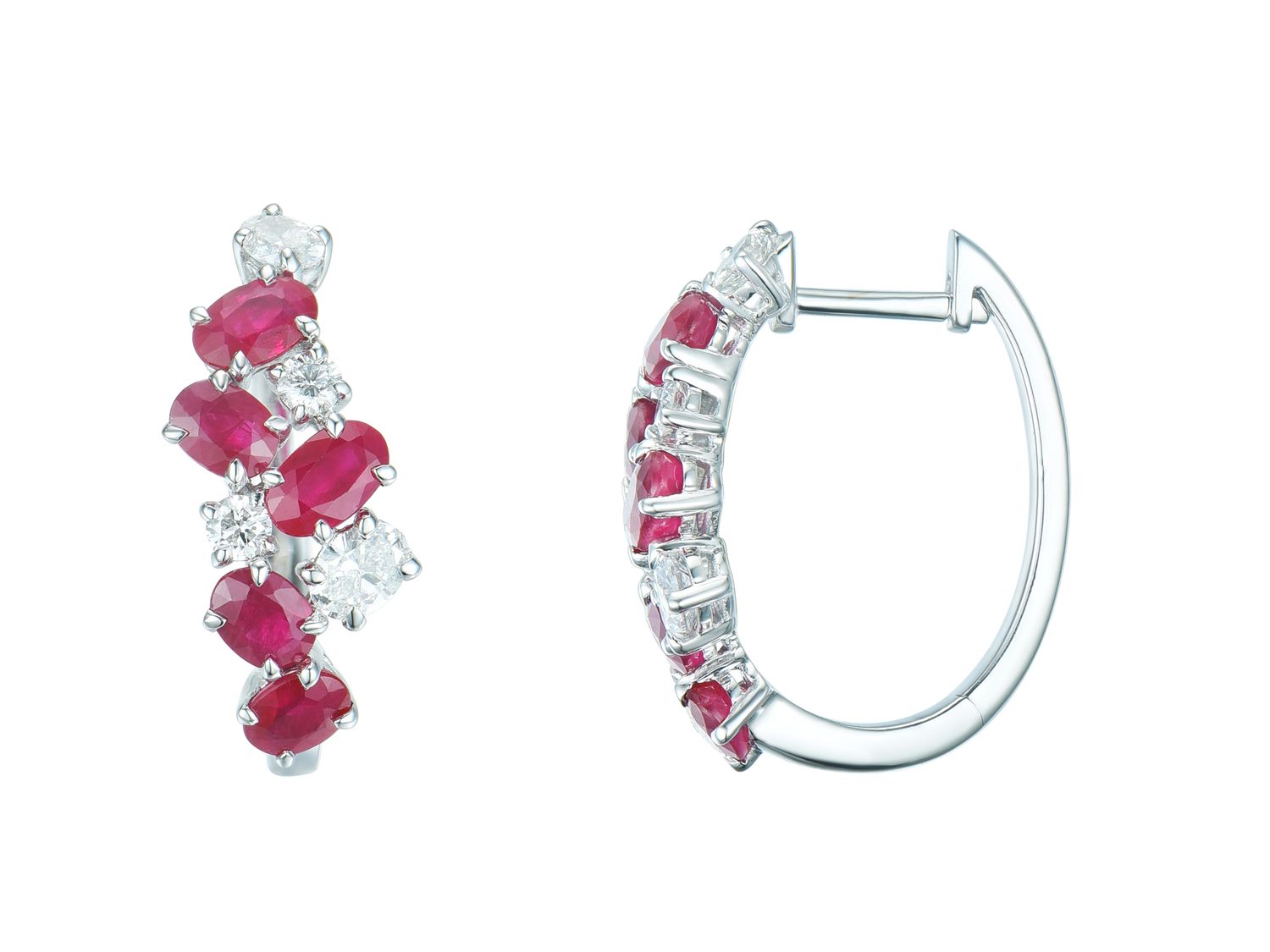 18KW RUBY DIA EARRING