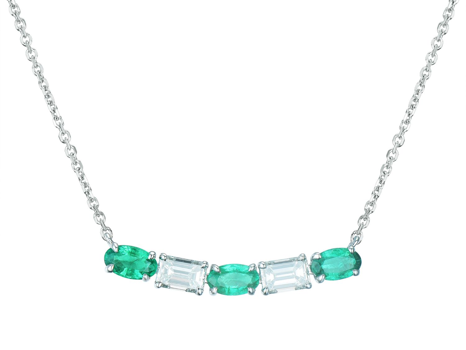 18KW EMER DIA NECKLACE