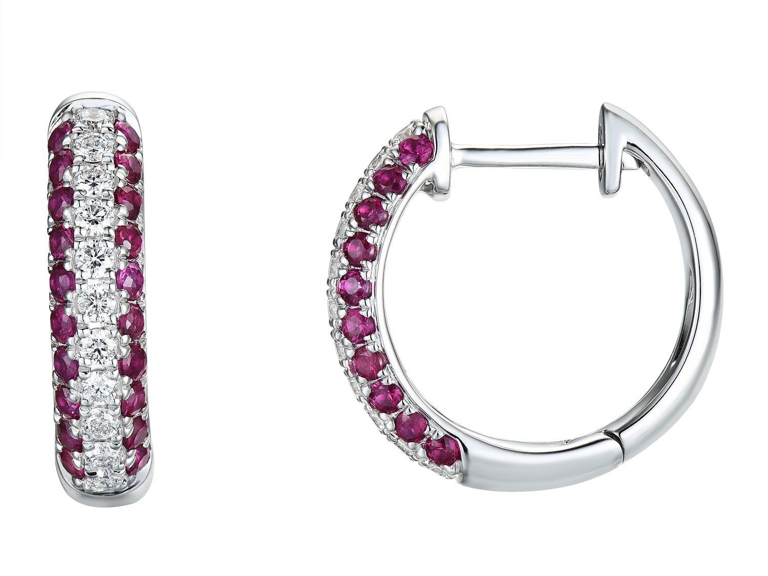 18KW RUBY DIA EARRING