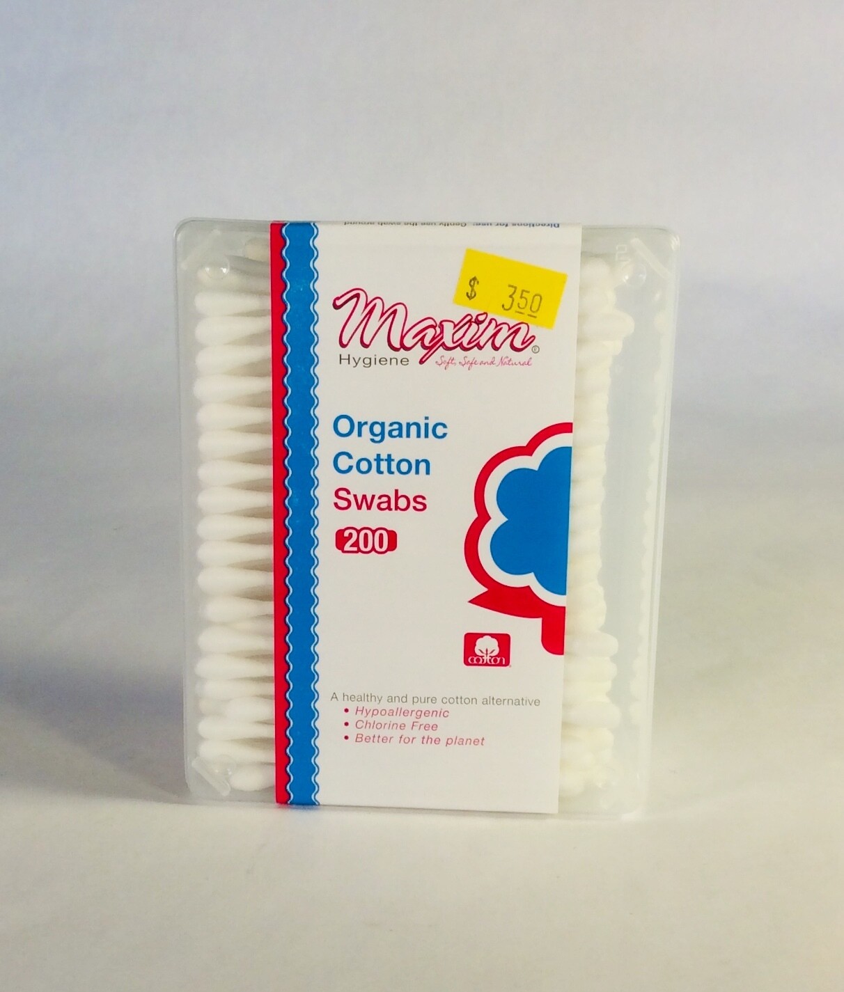 cotton swabs, organic, 200 count; each; Maxim cotton swabs, organic, 200 count; each; Maxim