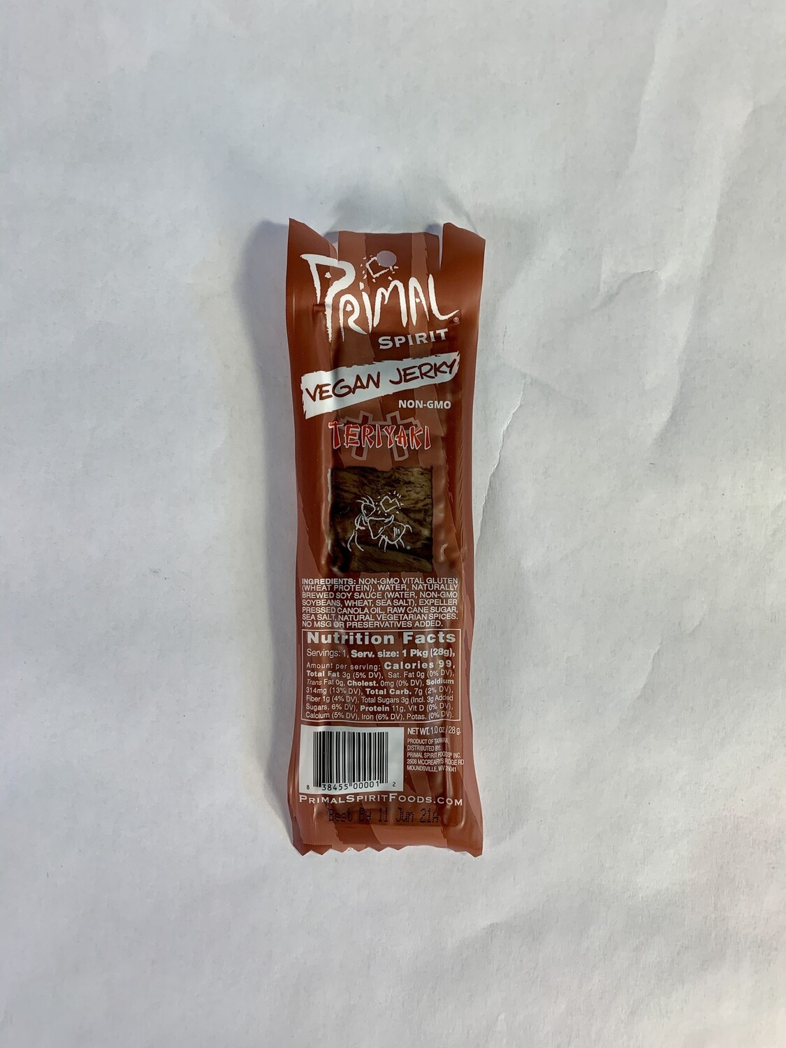 jerky, vegan, Teriyaki, 1 ounce; each; Primal Spirits jerky, vegan, Teriyaki, 1 ounce; each; Primal Spirits