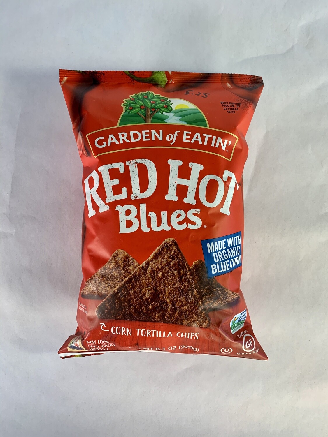 chips, red hot blues; Garden of Eatin chips, red hot blues; Garden of Eatin