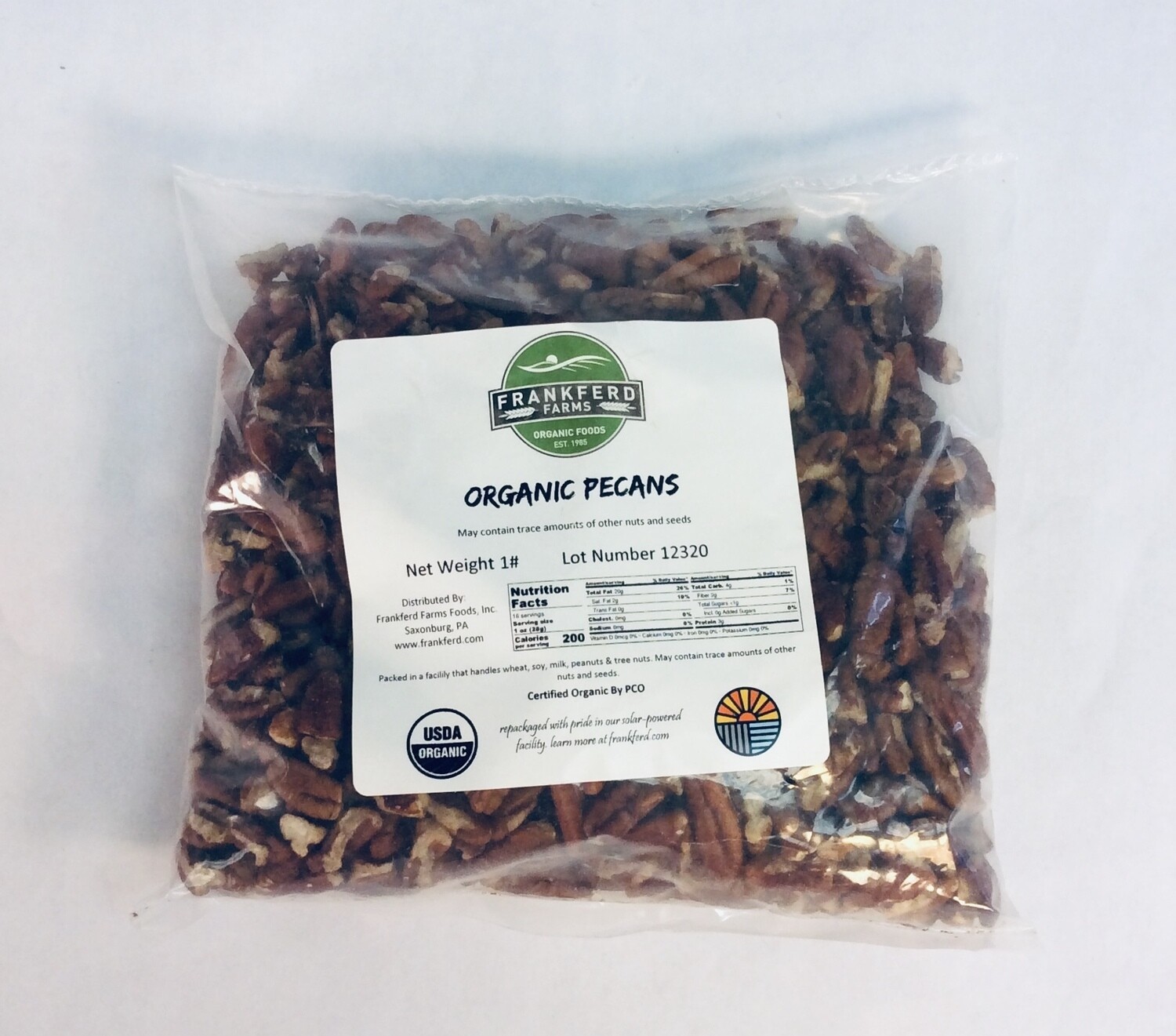 pecan pieces, organic; 1 pound; Frankferd Farms pecan pieces, organic; 1 pound; Frankferd Farms