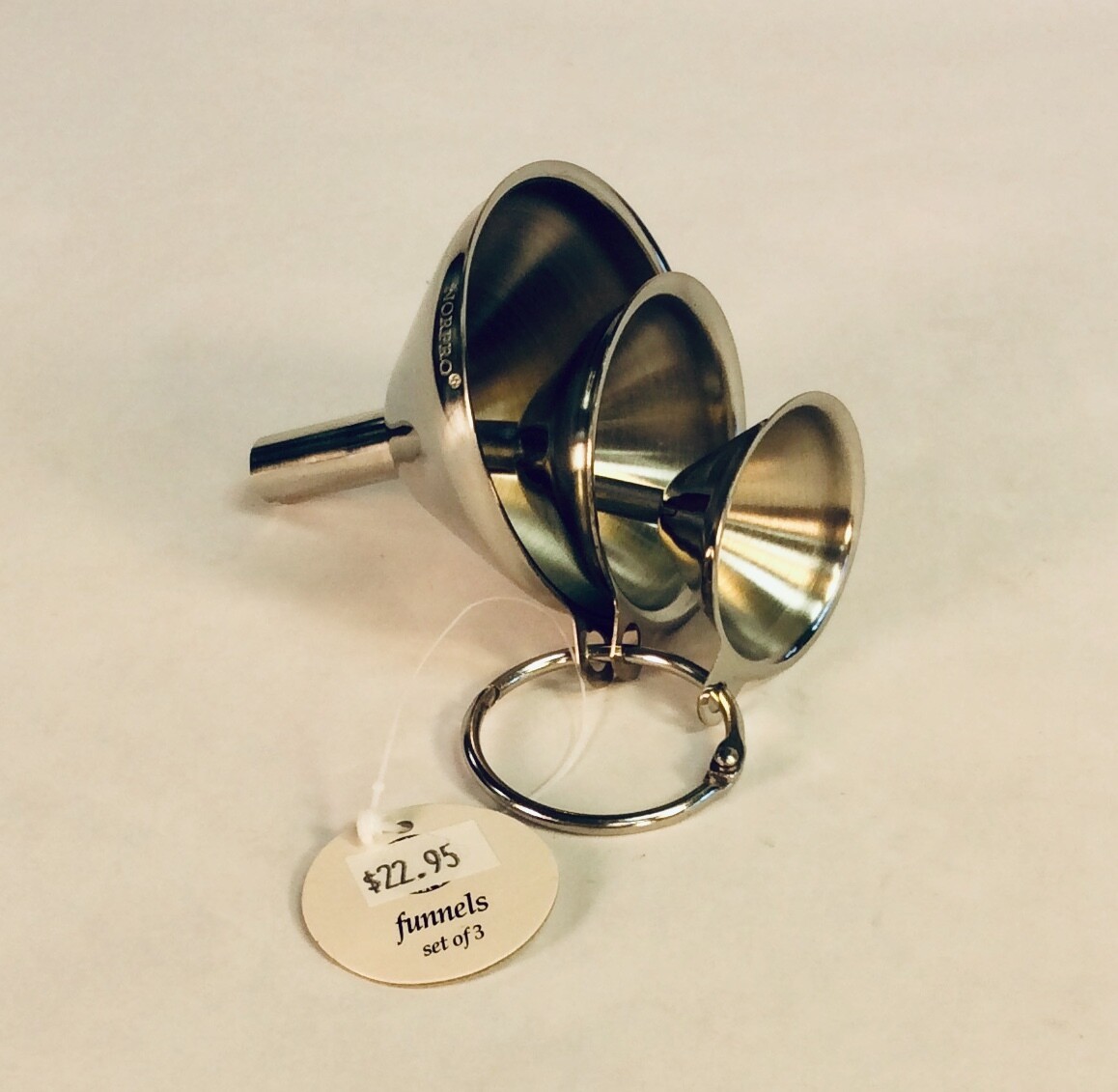 funnel set, 3 piece , stainless; each funnel set, 3 piece , stainless; each