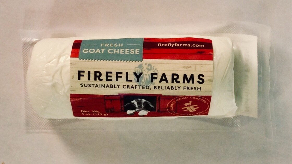 cheese, Allegheney Chevre, 4 oz mini log; each; Firefly Farms cheese, Allegheney Chevre, 4 oz mini log; each; Firefly Farms