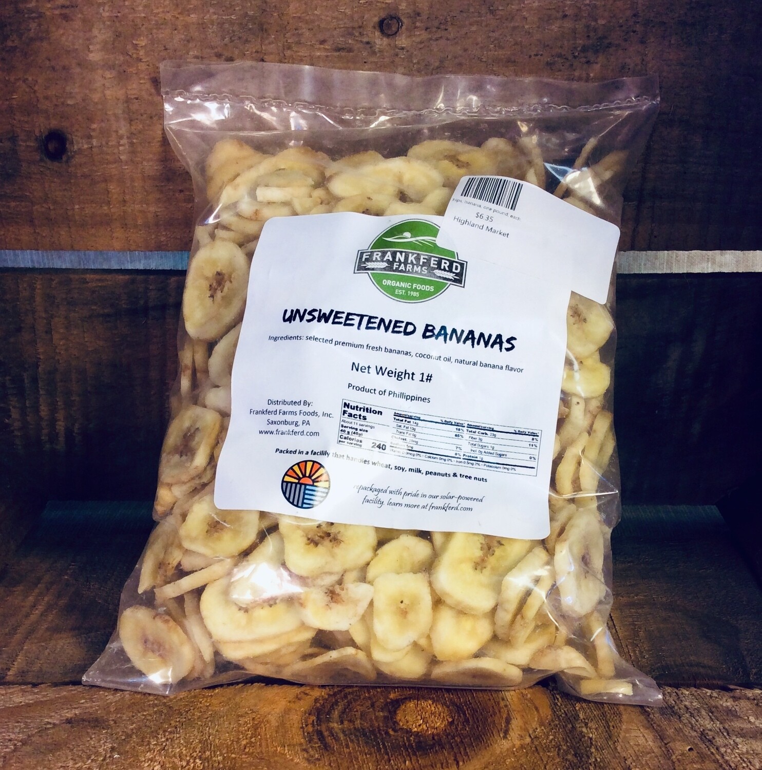 chips, banana, one pound; each; Frankferd Farms chips, banana, one pound; each; Frankferd Farms