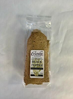 crackers, black pepper, 8 ounce; each; Crumb Bakery