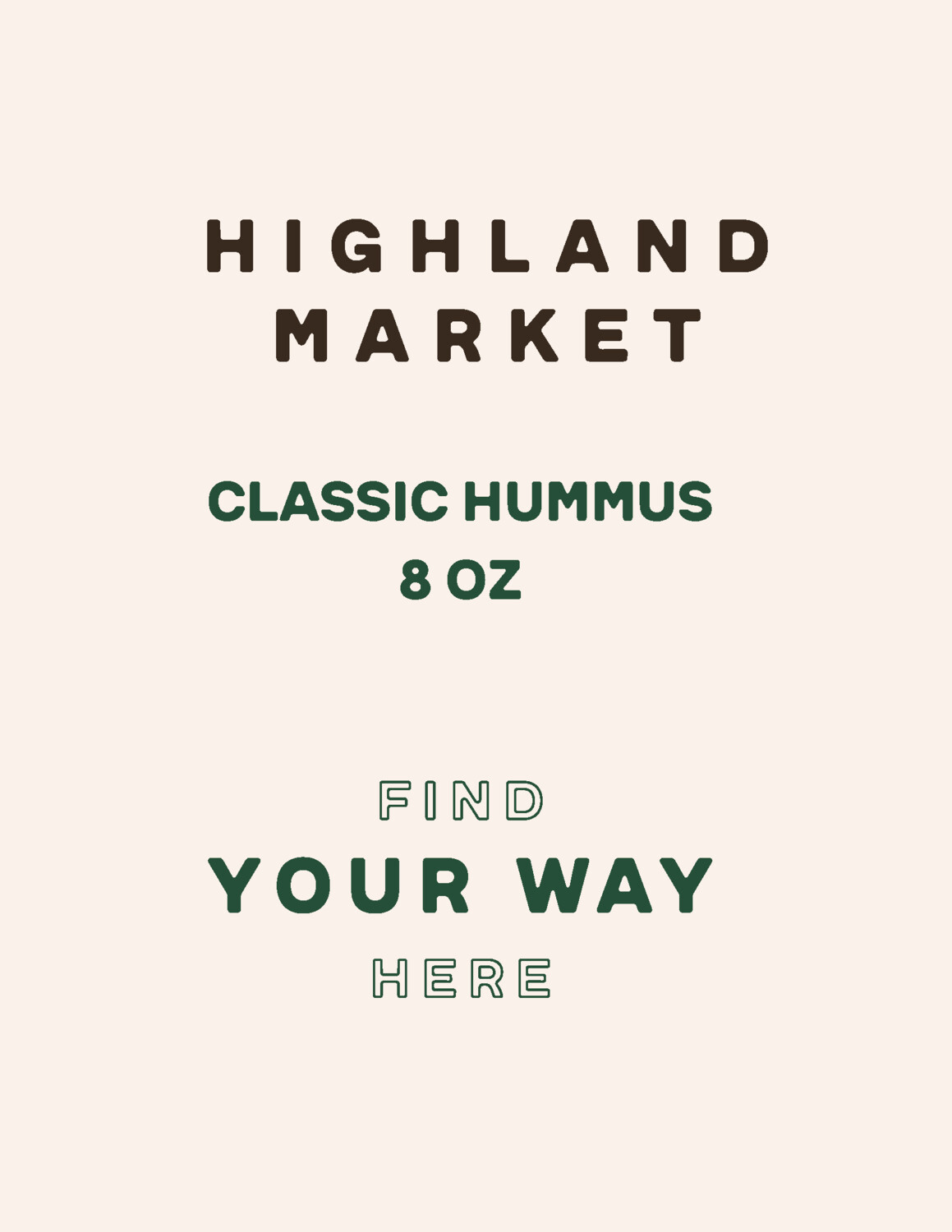 hummus, classic, frozen, 8 ounces; each; Highland Market hummus, classic, frozen, 8 ounces; each; Highland Market