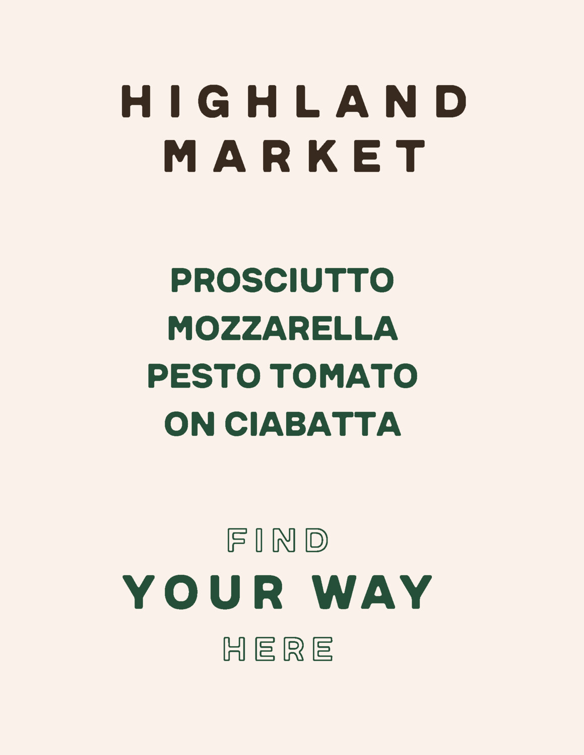 sandwich, prosciutto, mozzarella, tomato, pesto; each: Real Food sandwich, prosciutto, mozzarella, tomato, pesto; each: Real Food