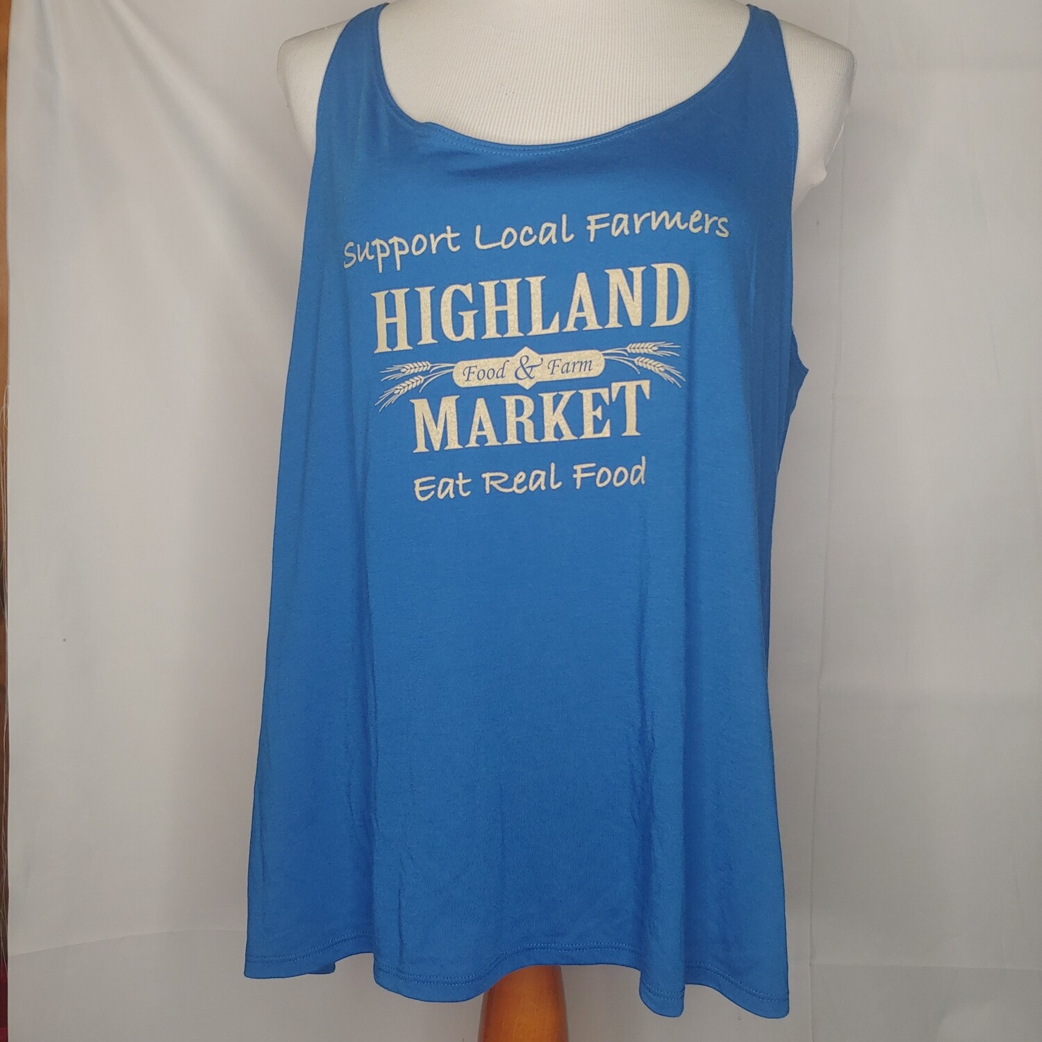 tank top, blue/tan; Highland Market tank top, blue/tan; Highland Market