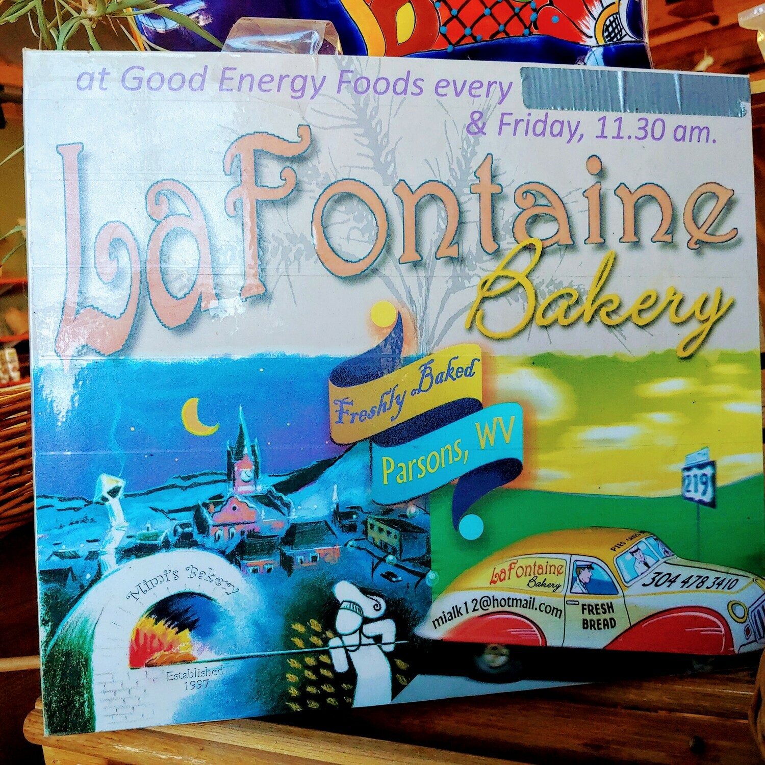 bread, whole wheat sourdough, frozen, large loaf; La Fontaine bread, whole wheat sourdough, frozen, large loaf; La Fontaine
