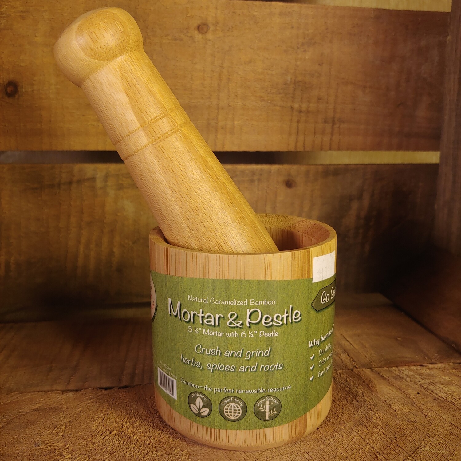 mortar & pestle, bamboo; each mortar & pestle, bamboo; each