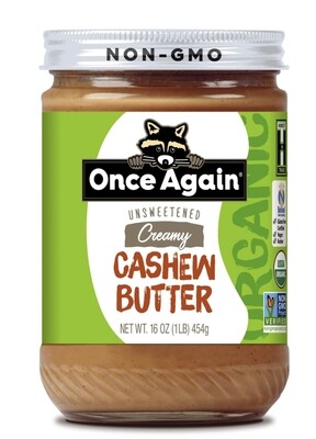 cashew butter, organic, 16 ounce; each; once again