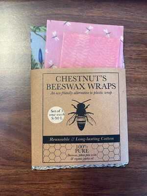 chestnut's beeswax wraps; plastic wrap alternatice; 3 pk