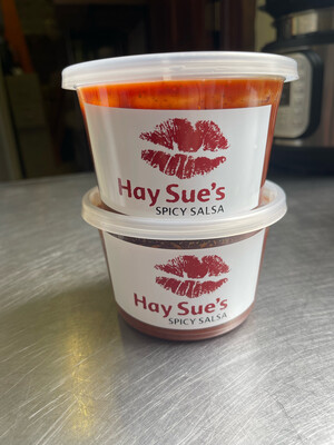 salsa, original spicy; 16 oz; Hay Sue's 