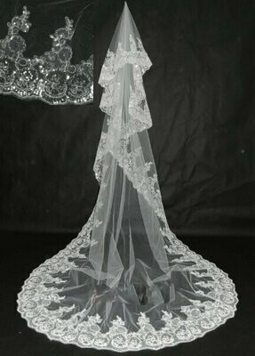 Veil Cathedral 157 inches [4M] long 1 Tier edging White