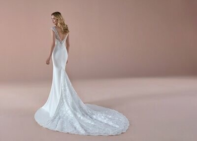 Satin Mermaid Wedding Dress With Beads and Lace