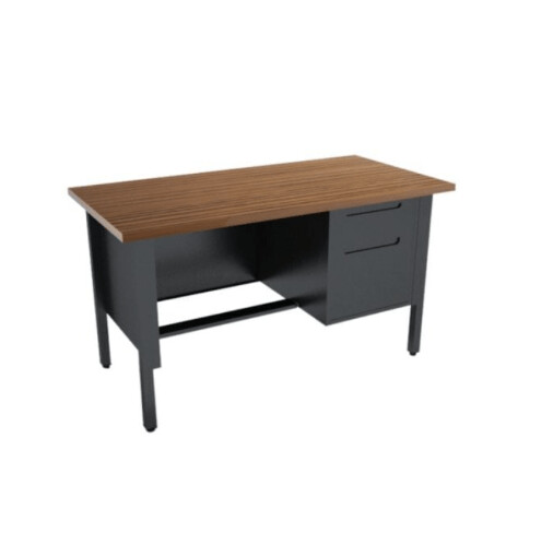 Escritorio metálico negro un pedestal derecho 152 cm