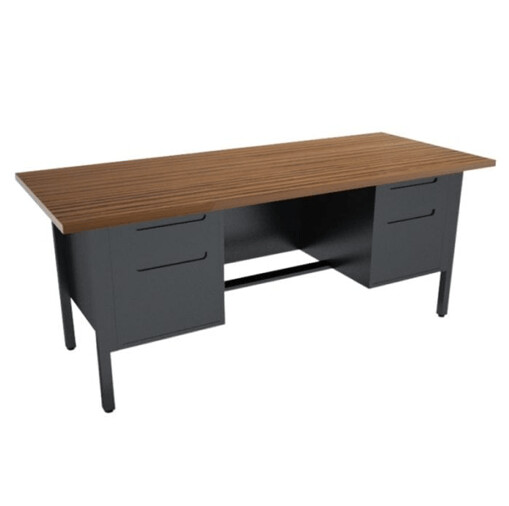 Escritorio metálico negro dos pedestales 182 cm