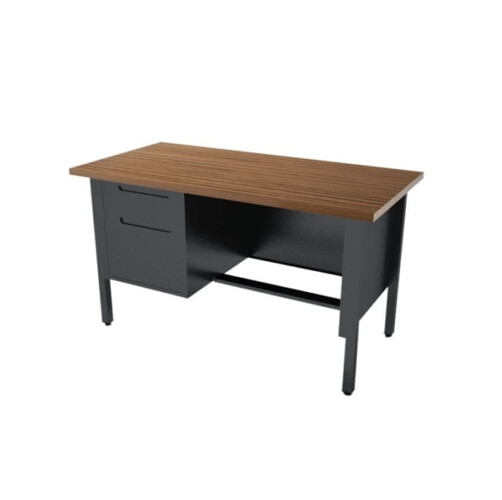 Escritorio metálico negro un pedestal izquierdo 152 cm
