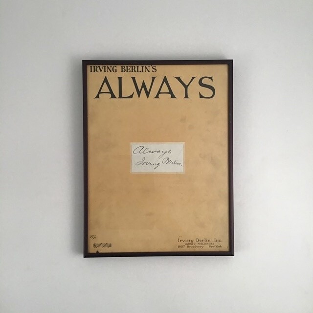 Irving Berlin’s “Always” Framed Song Sheet Cover Irving Berlin’s “Always” Framed Song Sheet Cover