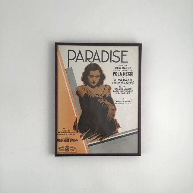 “Paradise” Framed Song Sheet Cover “Paradise” Framed Song Sheet Cover