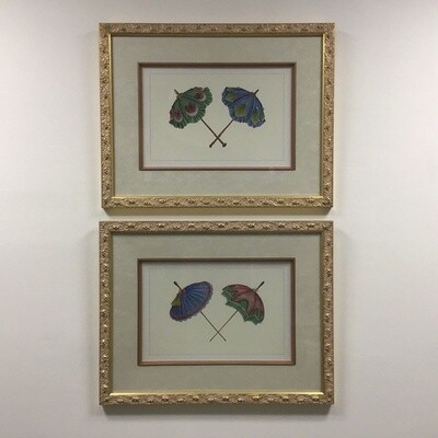 Pair of Framed Prints Of Umbrellas Pair of Framed Prints Of Umbrellas