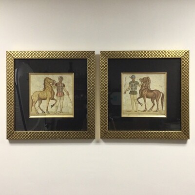 Set Of Two Framed Reproductions of Greek Mosaics Set Of Two Framed Reproductions of Greek Mosaics