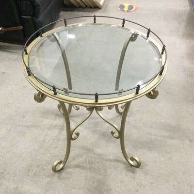 Glass Top/ Iron Frame Side Table