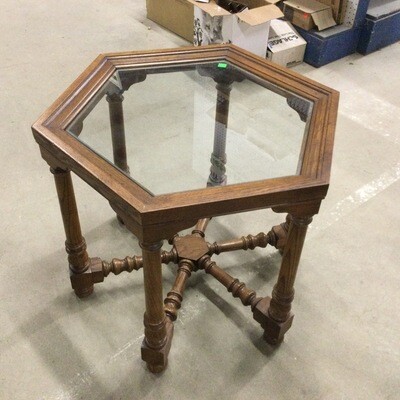 Hexagonal Glass Top Side Table