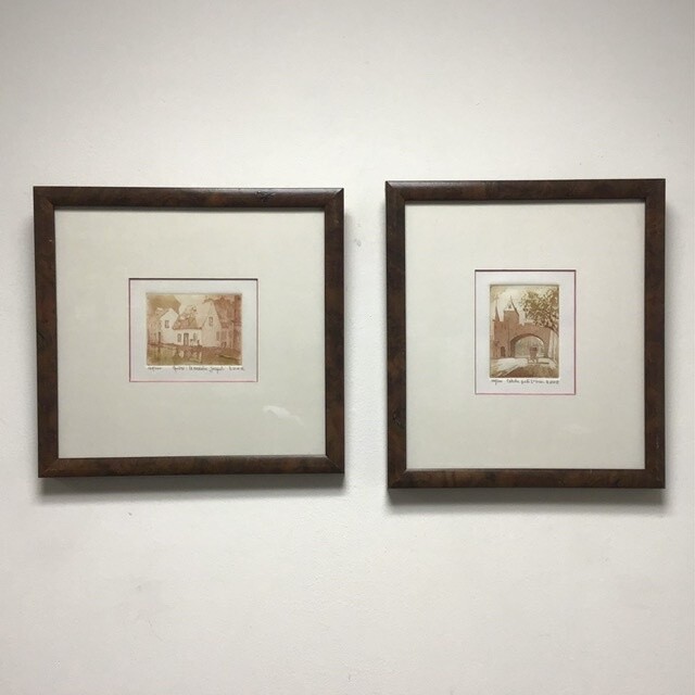 Set Of Two Framed Alain Lacaze Engravings