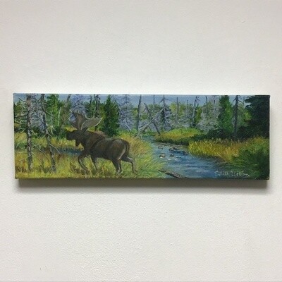 Edith Urban Moose Miniature Oil Painting