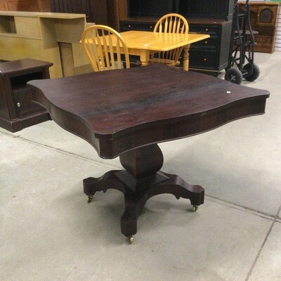 Solid Dark Wood Pedestal Table