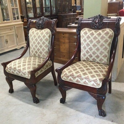Pair of Antique Mahogany Framed Cushioned Chairs