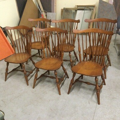 Set of 6 Colonial-Style Maple Dining Room Chairs by Heywood Wakefield