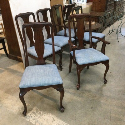 Set of 6 Dark Wood Dining Room Chairs
