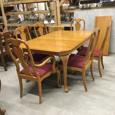 Solid Wood Dining Room Table & Six Chairs Set