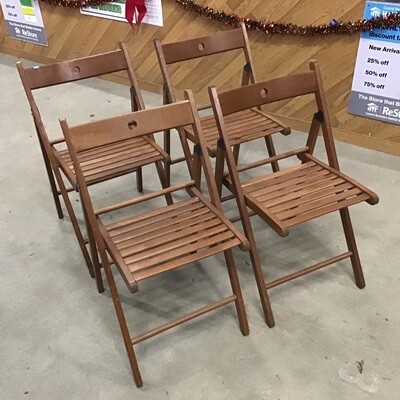 Set of Four Solid Wood Folding IKEA Chairs