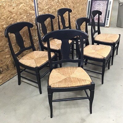 Set of Six Thatched Seat Dining Room/Kitchen Chairs